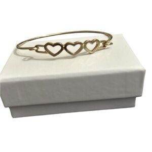 Gold Heart Bangle Bracelet